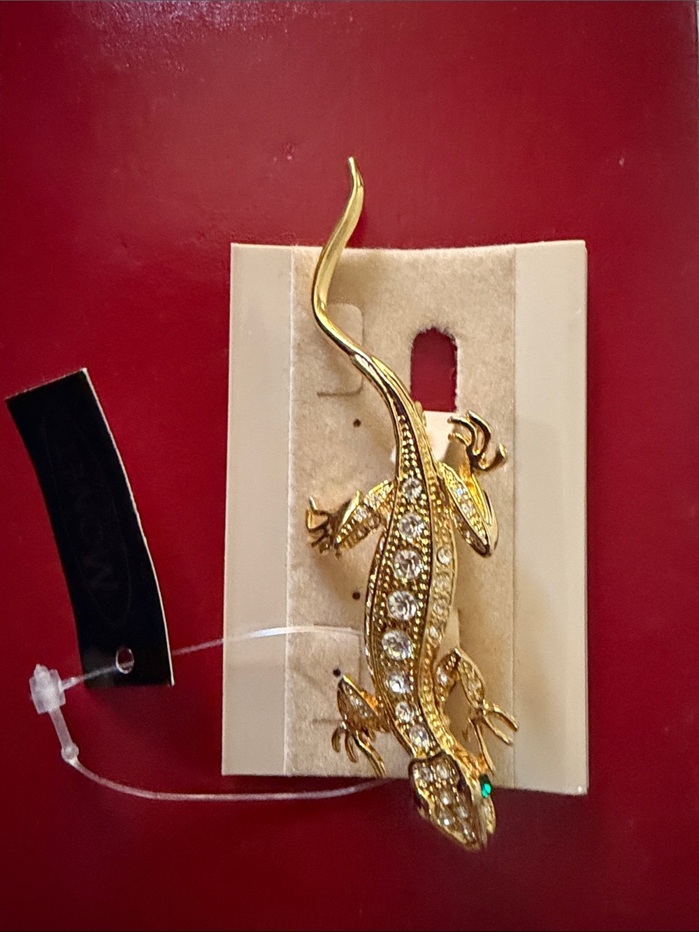 Monet Gold-tone Lizard Hair Clip with Clear Crystals and Green Accent